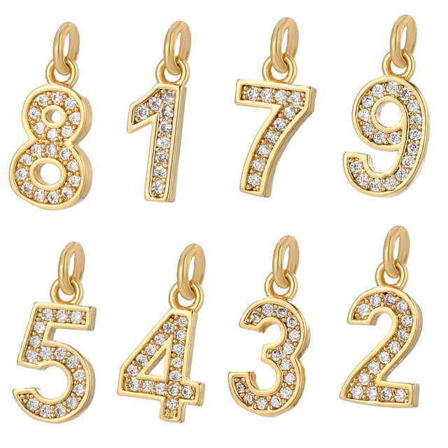 0-9 Number Charms for Jewelry Making Supplies Gold Color Dijes Diy Earrings  Bracelet Necklace Accessories